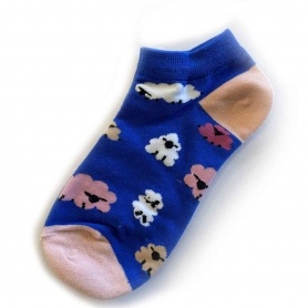 Schaf Socken dunkelblau-rosa